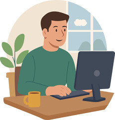 man working on laptop