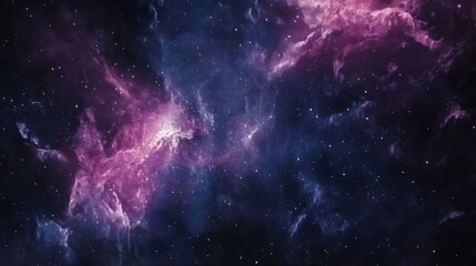 Fototapeta premium Deep space nebula filled with swirling cosmic clouds of purple and blue hues, dotted with distant stars