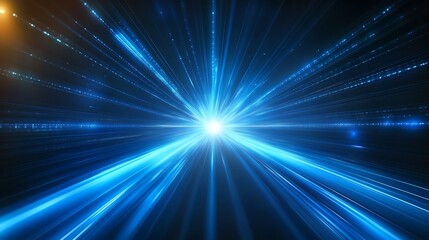 Futuristic Blue Light Trails on Digital Highway