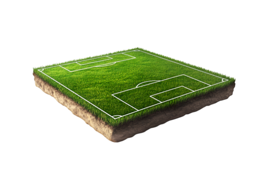 Soccer field turf grass isolated 3D render