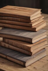 Rustic wooden table displays three book cover mockups of varying sizes ,  background,  wood,  vintage