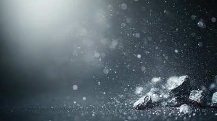 Fototapeta premium Abstract dark gray and white crystal background with bokeh effect