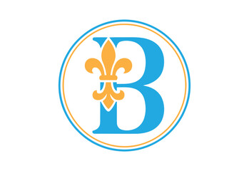 Elegant Black Fleur de lis Letter B Logo  © NASRIN