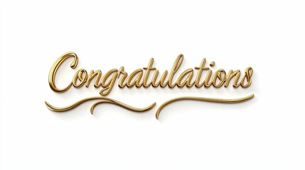 Elegant Script Congratulations Text in Gold Color with Curves