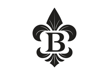 Elegant Black Fleur de lis Letter B Logo  © NASRIN