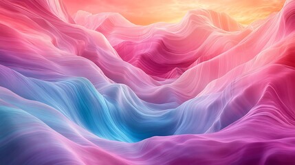 Obraz premium Abstract Colorful Wave Landscape, Abstract landscape of colorful waves in pink and blue hues