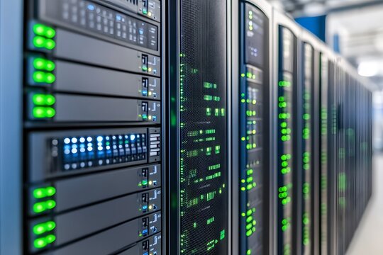 Rows of Powerful Servers Data Center Infrastructure Ensuring Seamless Connectivity and Performance