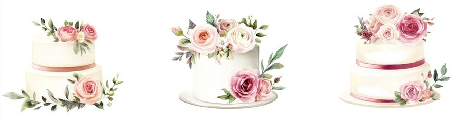 Obraz premium Elegant Floral Wedding Cakes (1)
