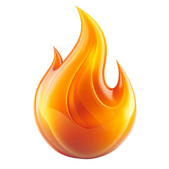 3D illustration of a stylized orange flame icon, symbolizing heat or energy.