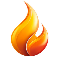 3D illustration of a stylized orange flame icon, symbolizing heat or energy.
