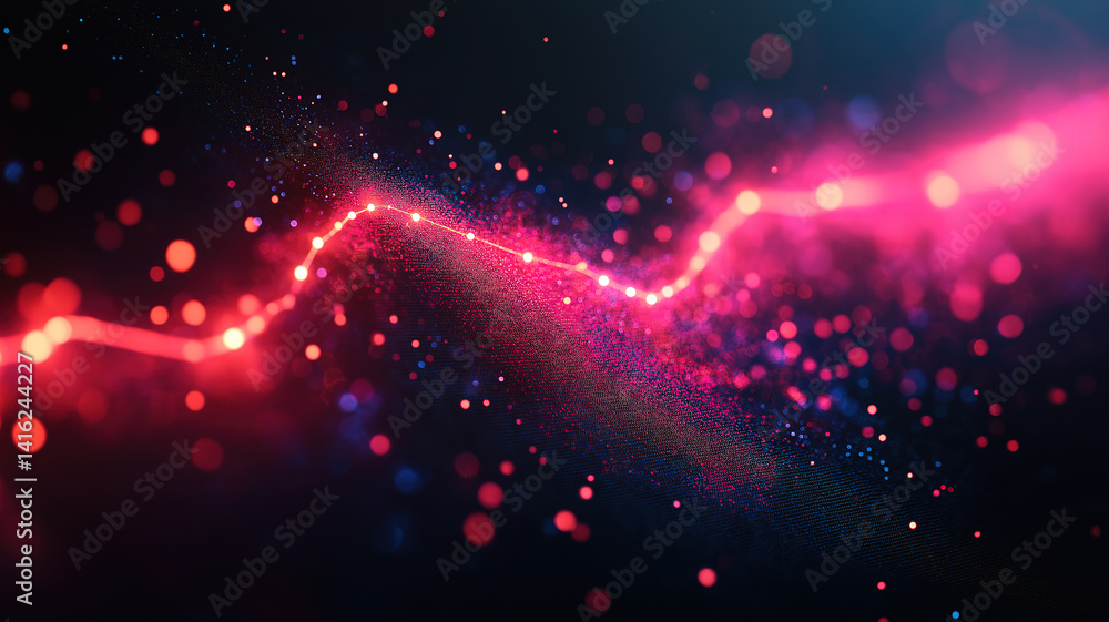 Canvas Prints dynamic red financial graph showcasing market trends on a dark background