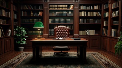 Elegant Study Room: A Luxurious Library and Office Space