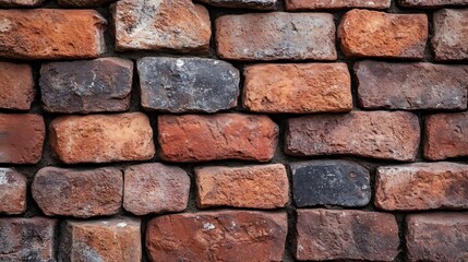 Obraz premium Rustic textured wall surface comprised of irregular red and gray brickwork