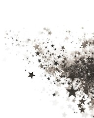 Fototapeta premium A whimsical arrangement of scattered stars in various sizes, creating a magical and dreamy atmosphere against a white background.