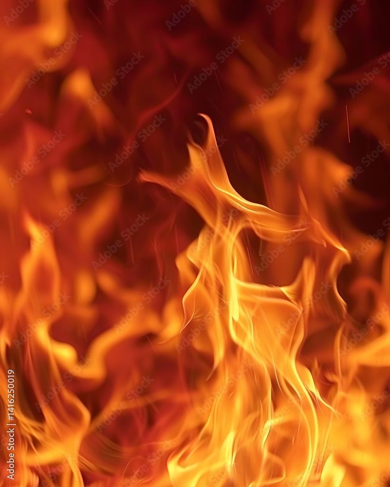 Poster an abstract image showcasing vibrant flames in shades of orange and red, creating a dynamic and ener