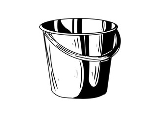 Illustration of an Bathroom Bucket Equipment Handdrawn