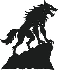 Silhouette of Lone Werewolf Under Moonlight – Iconic Horror Art
