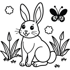 
Cute Bunny Coloring Page for Kids – Sitting Rabbit Outline for Easter Activity
