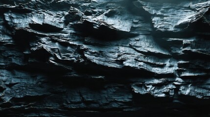 Fototapeta premium Dark, Textured Rock Face: A Moody Abstract Study