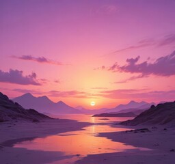 Obraz premium Soft pastel sunset, blending pink and purple into a fiery orange horizon A stunning natural spectacle , astounding, gradation