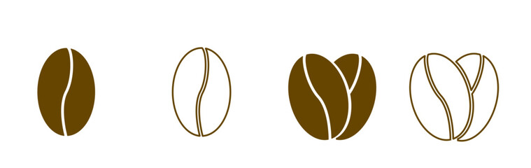 coffee bean. Coffee Beans Icon Signs Set. Caffeine Logo Symbol Vector Design. Coffee beans isolated on white background. 