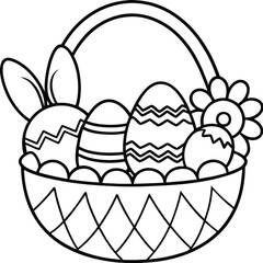 easter bunny eggs  with basket flower