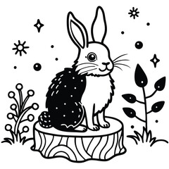 
Cute Bunny Coloring Page for Kids – Sitting Rabbit Outline for Easter Activity
