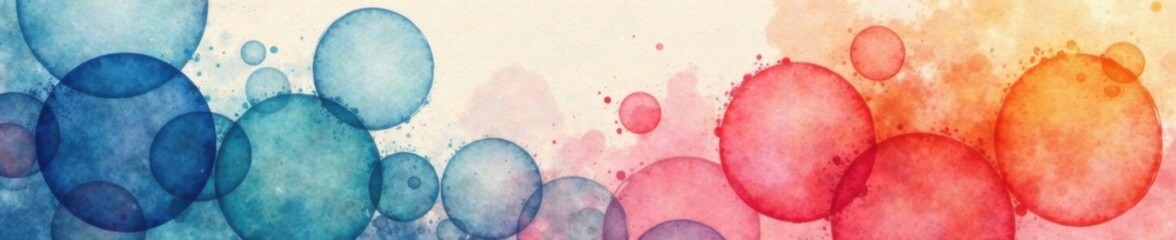Watercolor circles in different shades on textured background, color gradation, colorful patterns