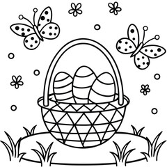 Easter Eggs with Basket and butterfly