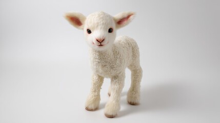 Felted Wool Lamb: Soft, Textured, and Innocent on White.