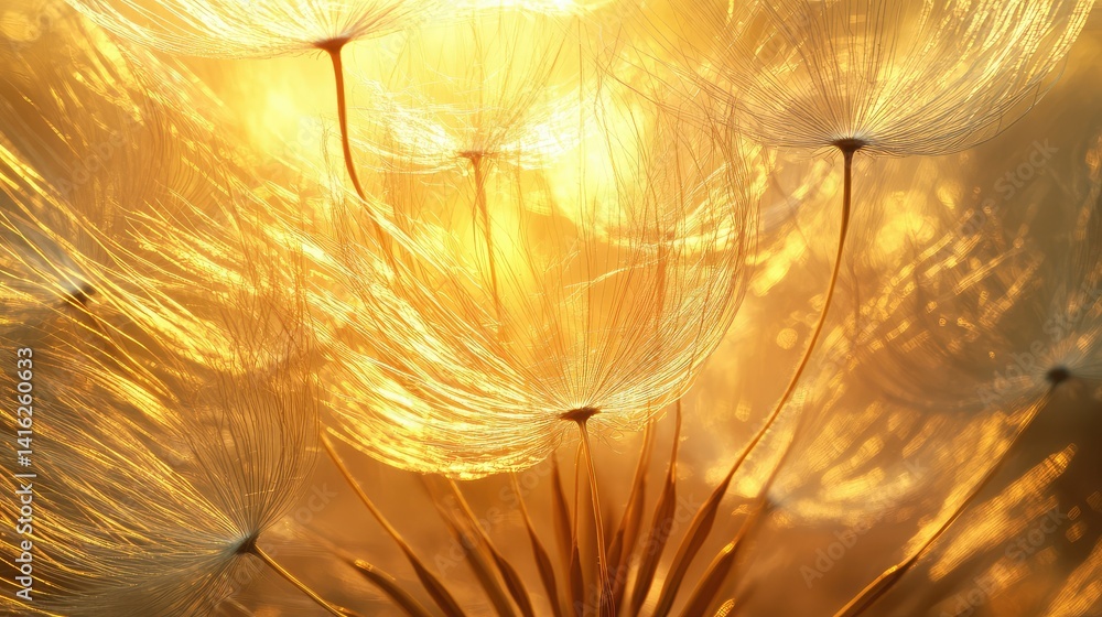 Poster delicate dandelion seeds glowing in soft backlight capture the ethereal beauty of nature fragile won
