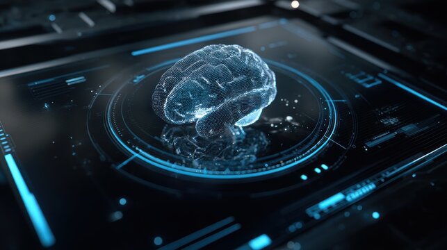 Futuristic digital brain visualization showcasing advanced technology and innovation in neuroscience and artificial intelligence.