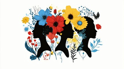 A creative illustration of women&acirc;&euro;&trade;s symbols intertwined with flowers.