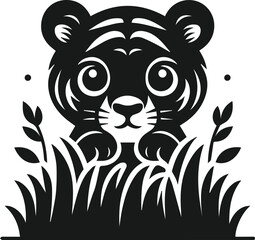 Peeking tiger vector animal silhouette