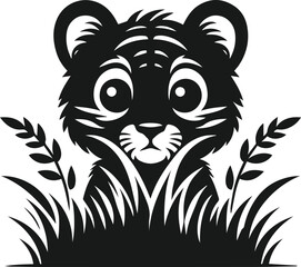 Peeking tiger vector animal silhouette