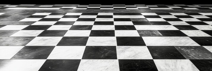 Obraz premium Classic checkerboard floor tiles black and white pattern minimalist geometric design creates a stylish background for your project