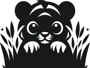 Peeking tiger vector animal silhouette
