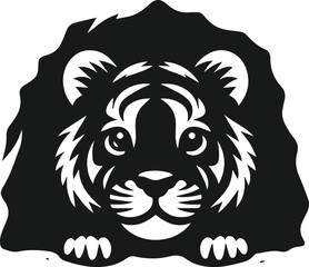 Peeking tiger vector animal silhouette