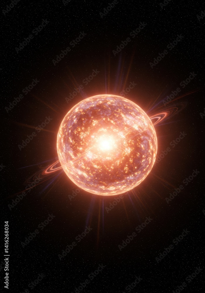 Poster fiery celestial body exploding in space: a glowing cosmic event