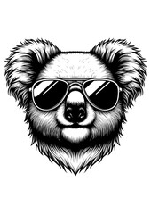 Detailed Vector Illustration of a Cartoon Koala with Sunglasses