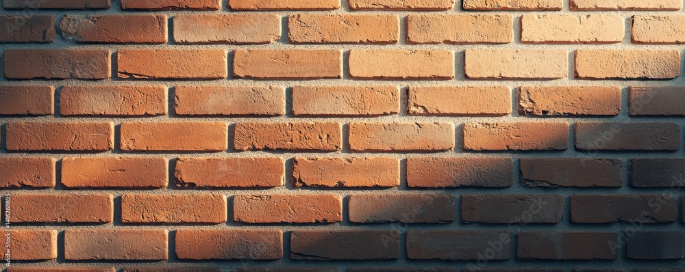 Poster a close-up view of a rustic brick wall with shadows creating a textured pattern.