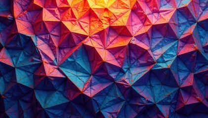 Intricate tessellation of geometric shapes, vibrant colors , triangle, shapes, motif