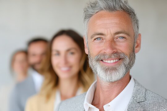 Business networking event featuring smiling professionals in modern office space