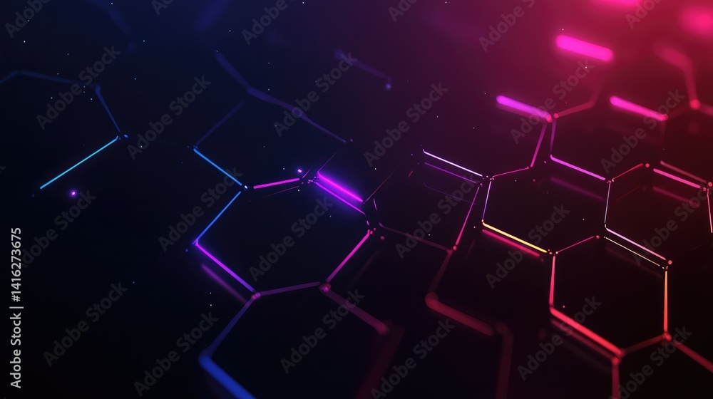 Poster vibrant abstract background with colorful geometric shapes and illuminated patterns in neon hues for