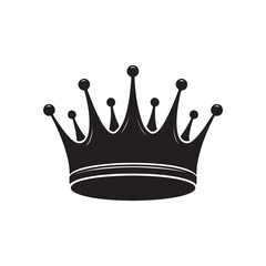 Minimalist Royal Crown Silhouette in Black on White Background