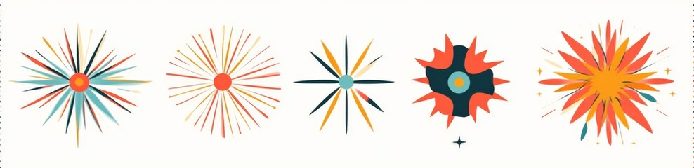 Naklejka premium Colorful Burst Icons
