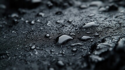 Dark Water Droplets on Black Surface  Abstract Macro Texture