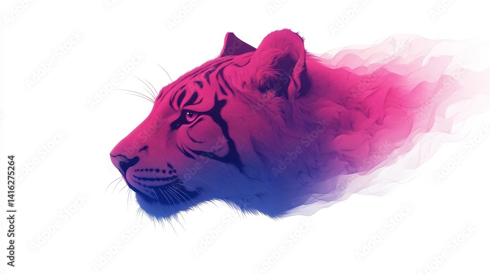 Aufkleber vibrant tiger artwork with abstract pixelated effect showcasing powerful imagery and unique artistic