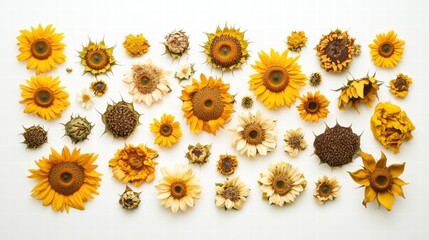 Sunflowers Flatlay  Autumnal Floral Arrangement