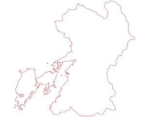 熊本県　地図　白　イラスト